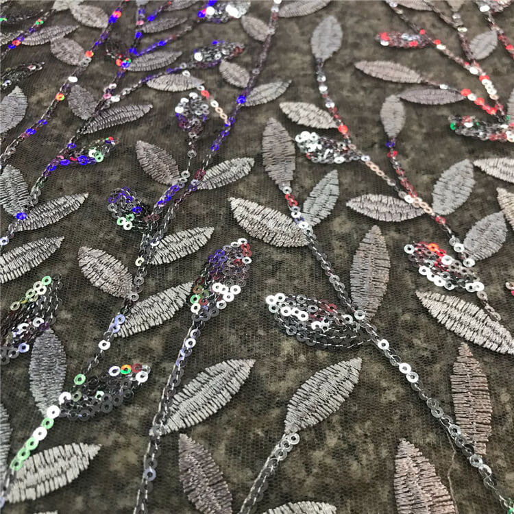 Sequin Evening Women's Polyester Embroidered Fabric for Women's Wear W 5